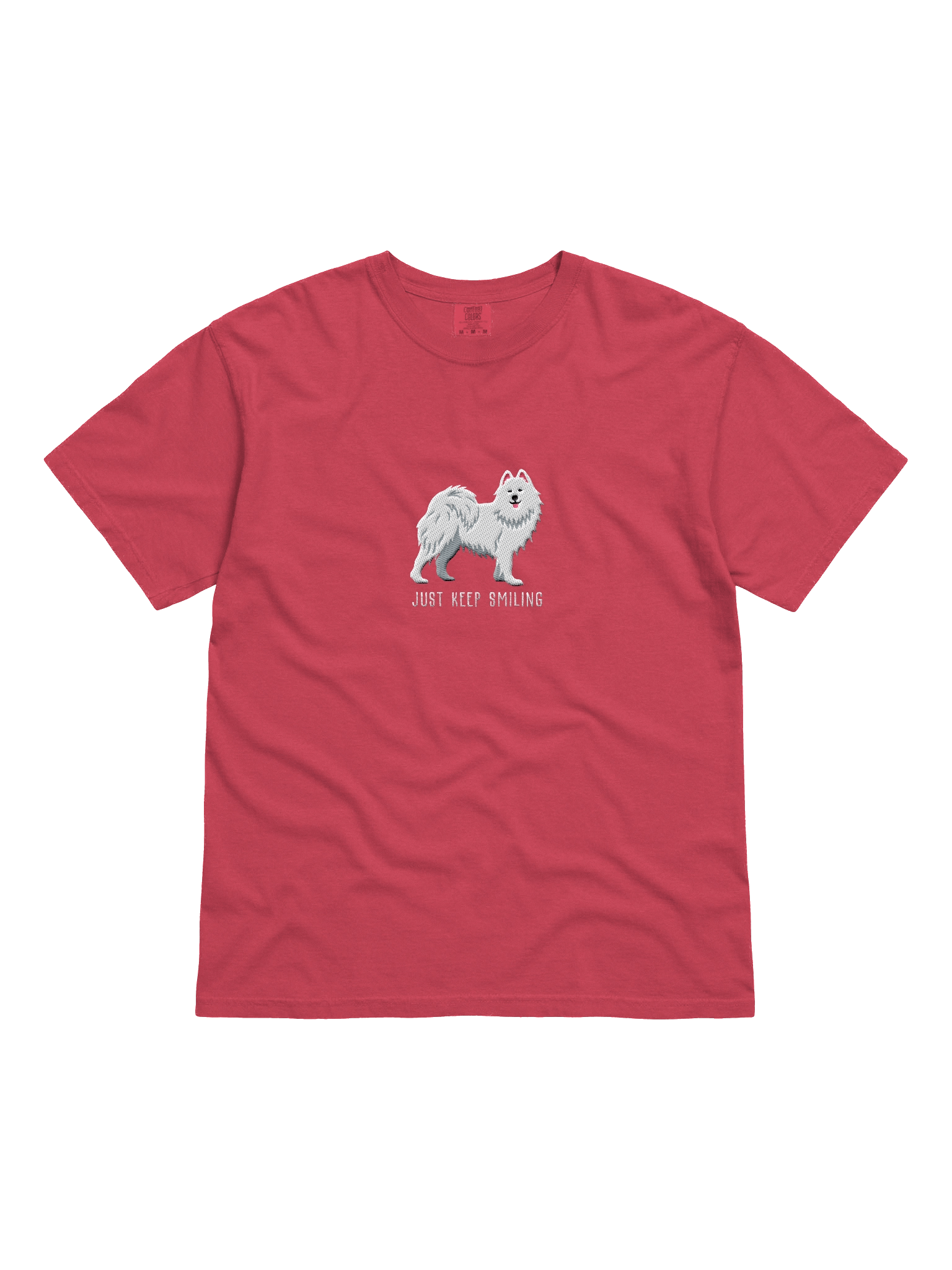 Just Keep Smiling T-Shirt(Embroidered) of a Samoyed product image (41)
