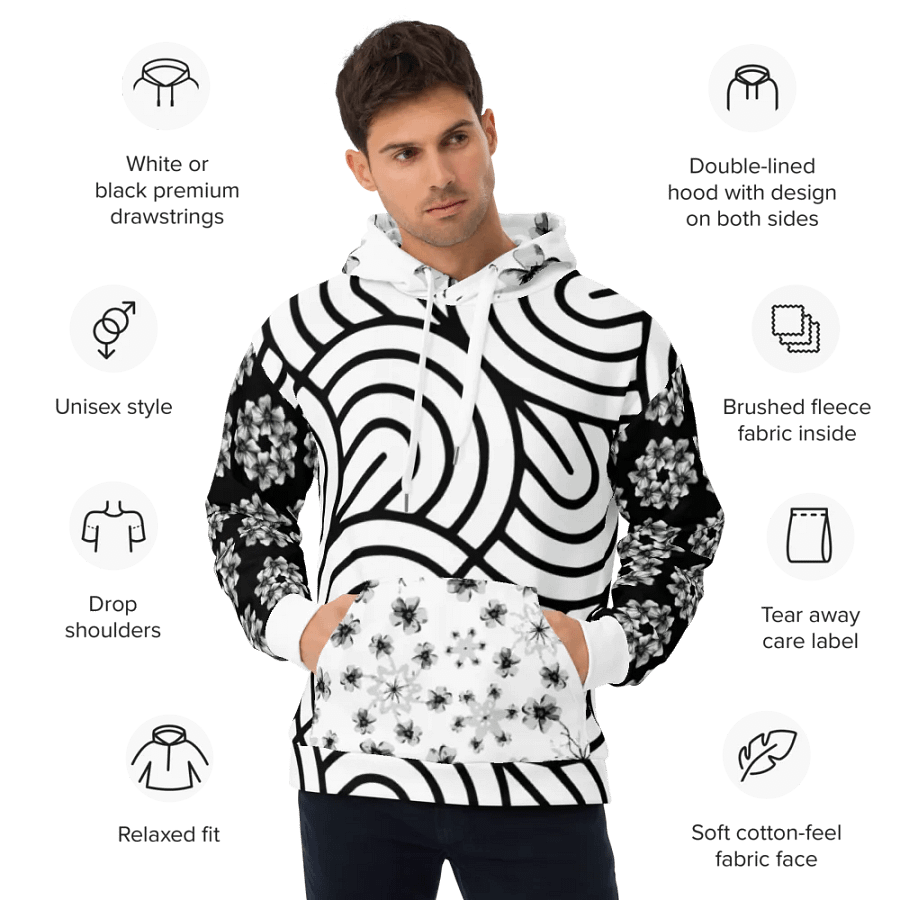 Monochrome Maze Unisex Hoodie product image (2)