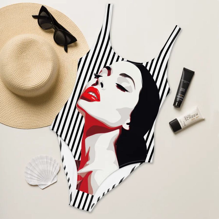 Sultry Red Lips One-Piece Women's Swimsuit product image (9)