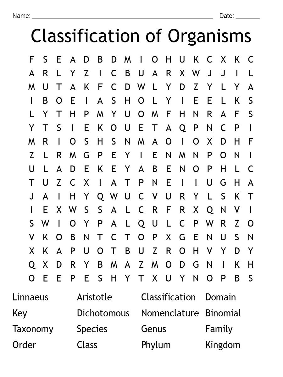 Printable Classification of Organisms Word Search – 16 Key Terms! product image (1)
