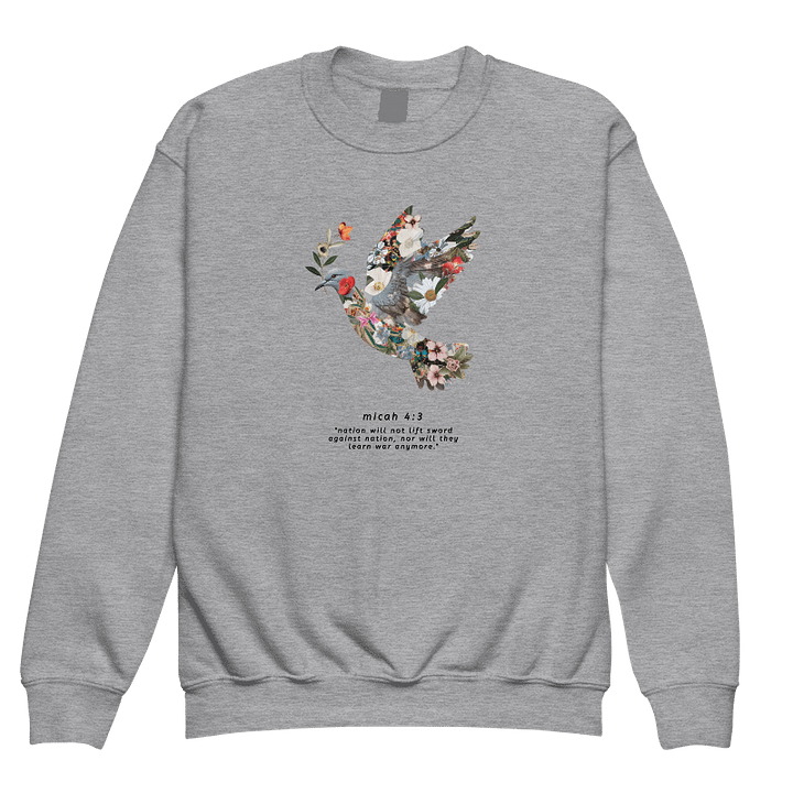 Floral Peace Dove | Micah 4:3 Youth Crew Neck Sweatshirt product image (1)