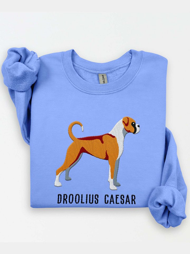 Droolius Caesar Sweatshirt (Embroidered) of a Boxer(Tan & White) product image (1)