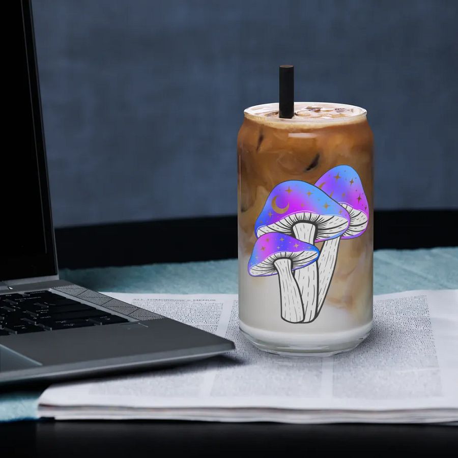 Galaxy Shrooms Glass Cup product image (3)