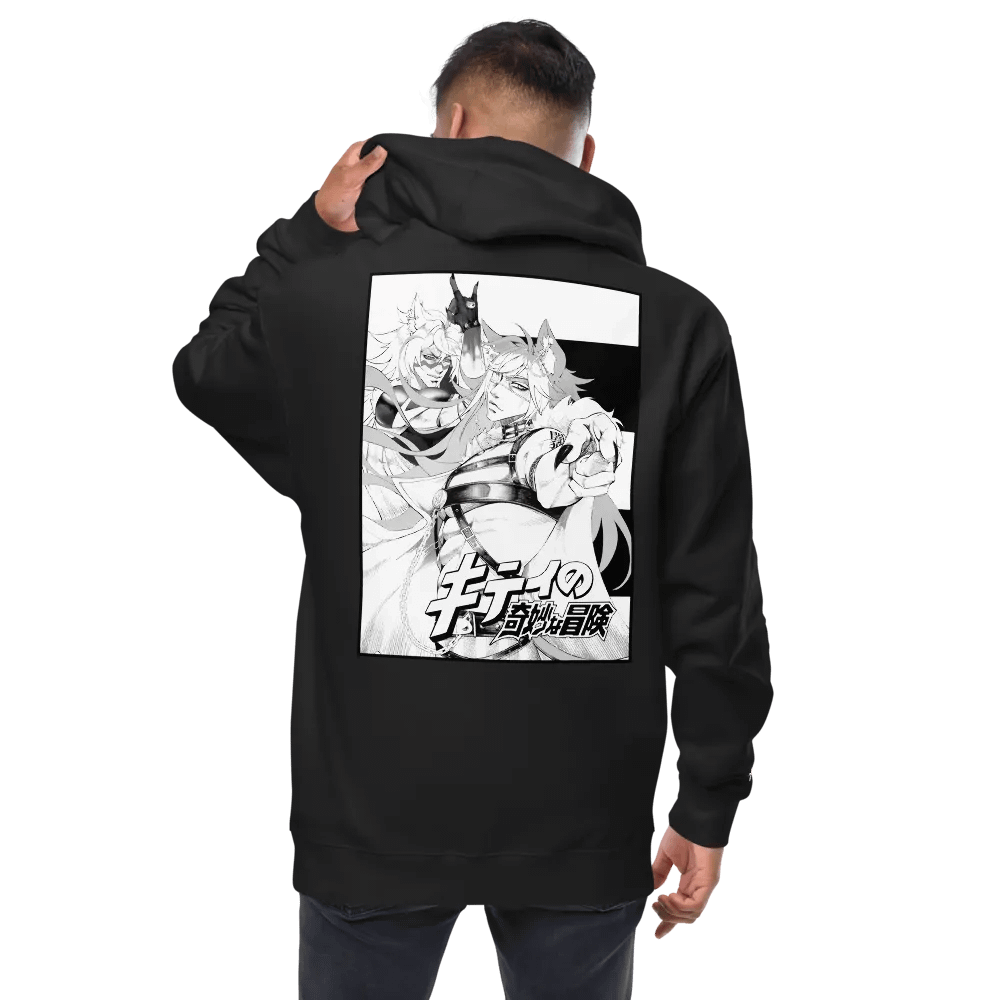 Embroidered Kitty's Adventure Zip-Up Hoodie - black and white product image (7)