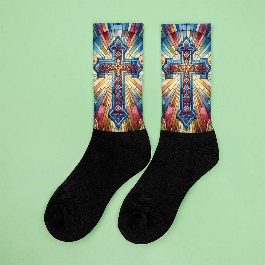 Stain-glass Style Cross - Socks product image (3)