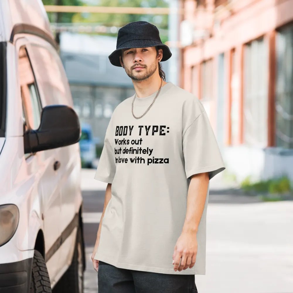 Body type: works out but in love with pizza T-shirt product image (6)