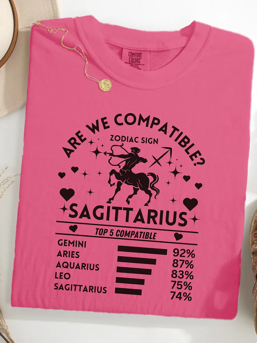 Sagittarius Zodiac Sign Romantic Compatibility T-Shirt - Light Comfort Colors 1717 product image (51)