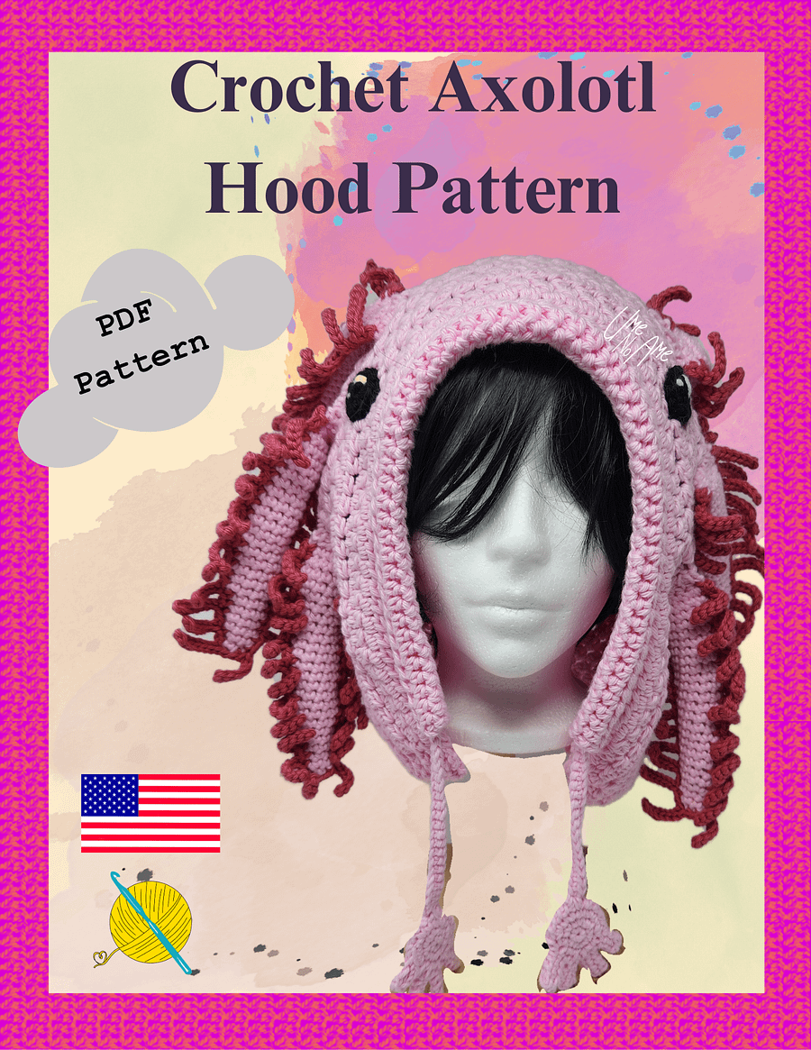 Crochet Axolotl Hood Pattern product image (1)