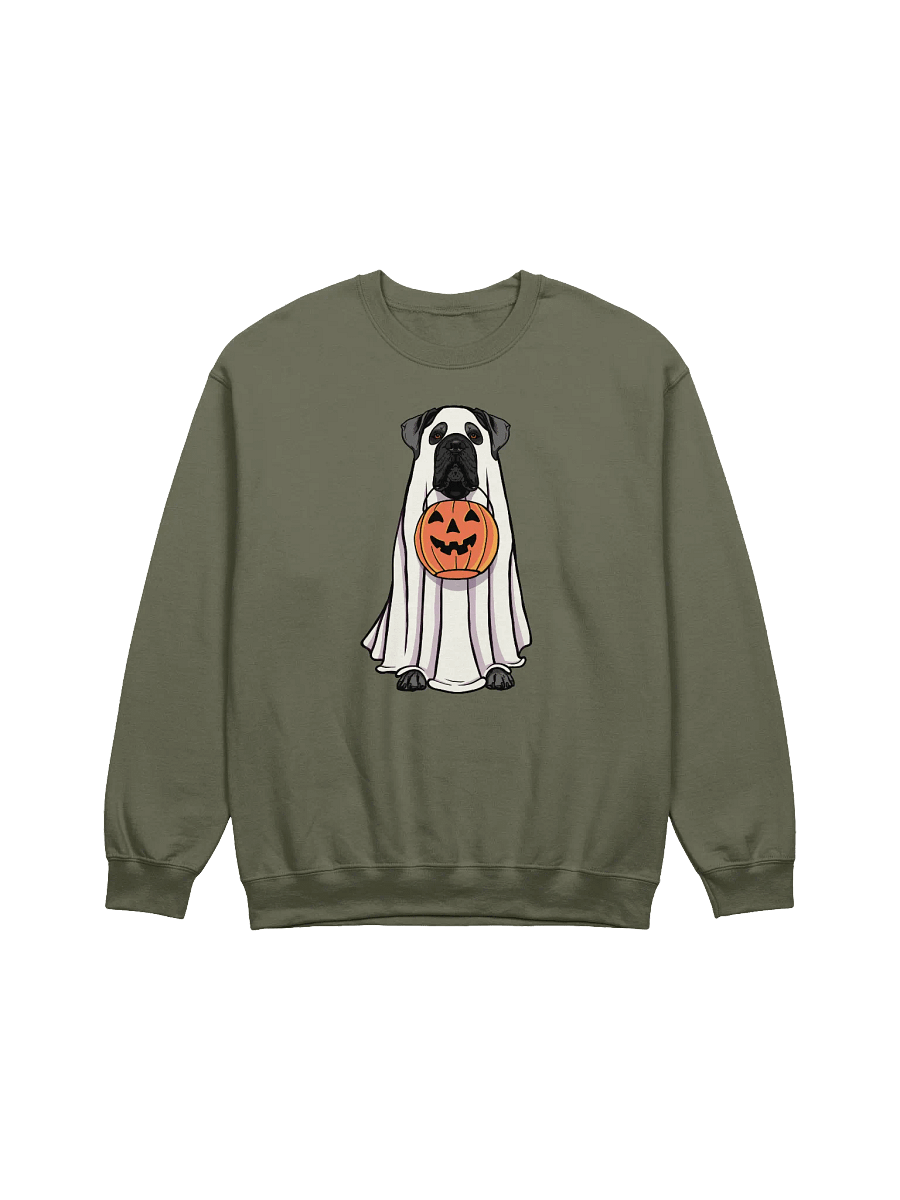 Funny Halloween Cane Corso(Gray) Sweatshirt | Funny Cane Corso Wearing a Ghost Costume and Holding a Pumpkin Basket product image (17)