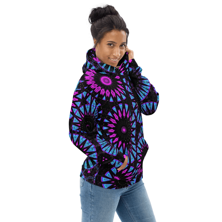 Abstract Circular Shapes in Turquoise, Black and Pink Unisex All Over Print Hoodie product image (2)