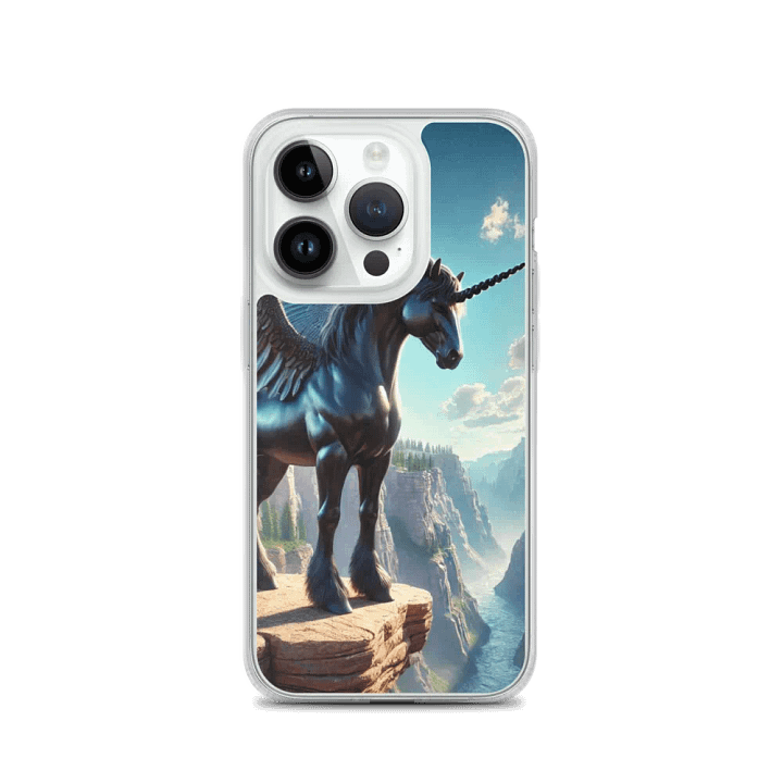 MagSafe® Clear Case for iPhone® | AI-Designed Black Winged Unicorn product image (3)