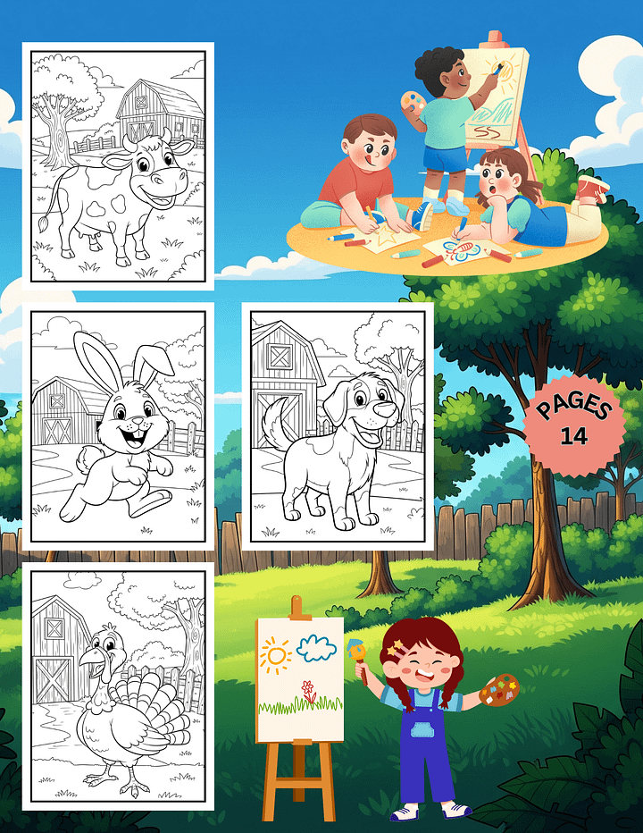 Farm Animals Coloring Pages Printable for Kids product image (2)
