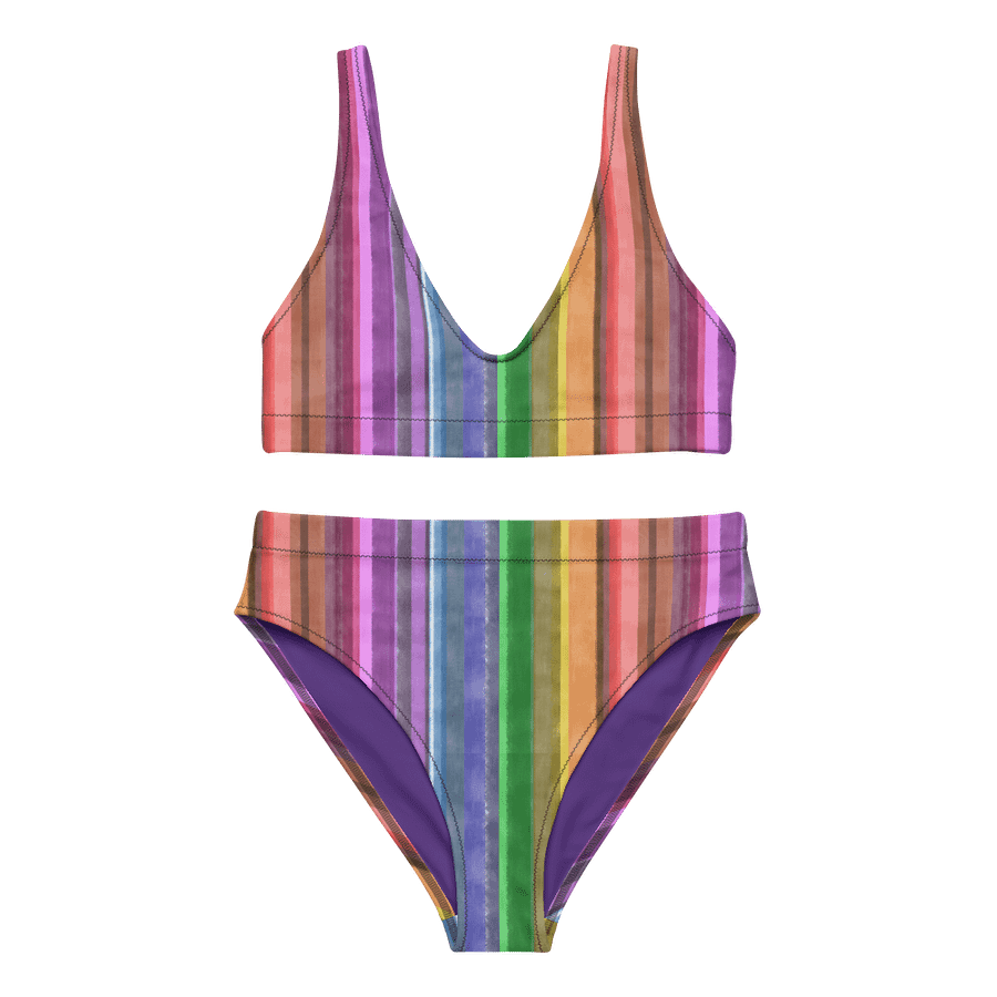 Cool Gouache Striped Women's Eco-Green Bikini Swimsuit product image (5)