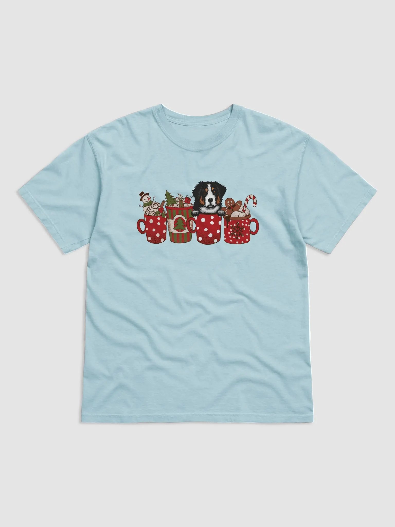 Cute Bernese Mountain Dog in a Christmas Cup T-Shirt | Funny Christmas Berner Pup in a Cup product image (9)