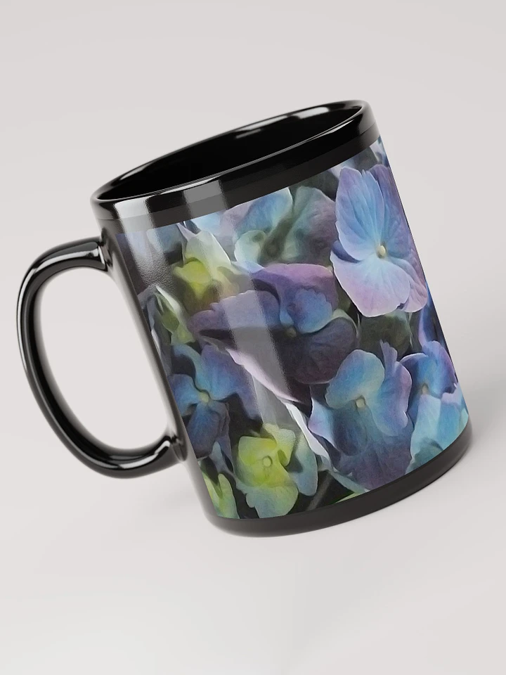 Blue and Purple Hydrangea Group Black Coffee Mug product image (1)