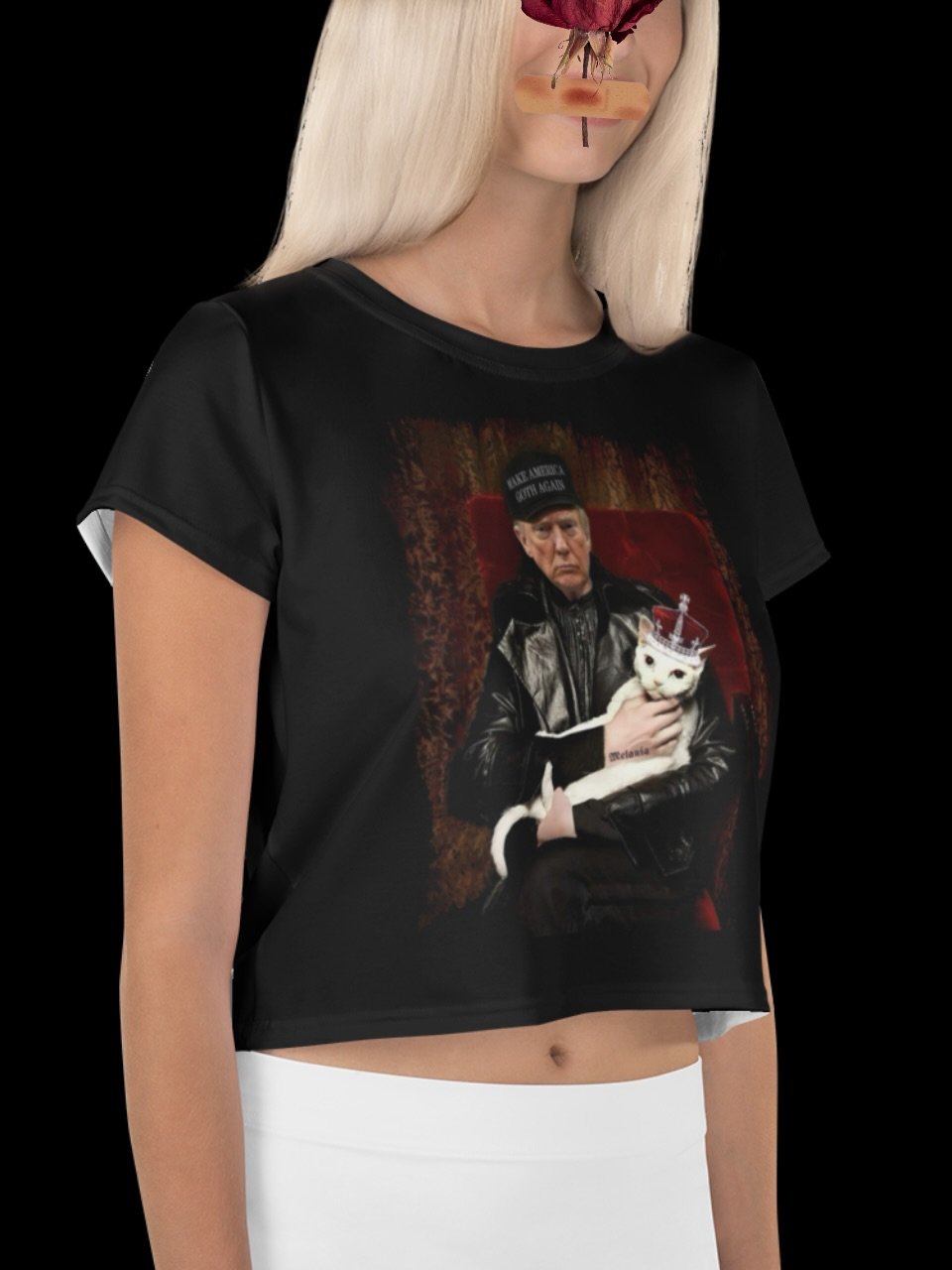 Trump Goth Cropped Tshirt - 'Make America Goth Again' Design with White Cat Queen product image (3)