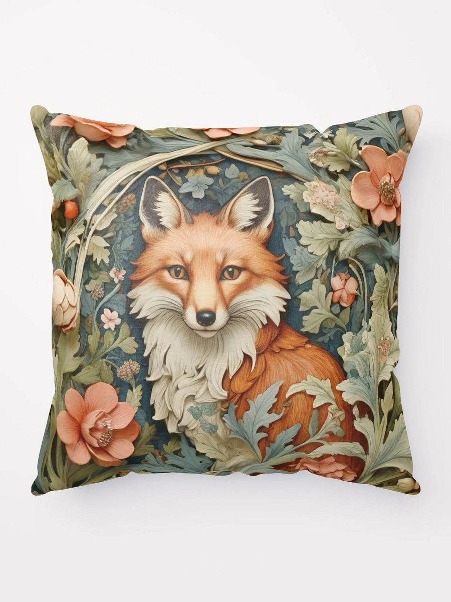 Forest Fox Pillow William Morris Inspired Cushion Whimsical Fox Floral Garden Retro Charm Home Decor Country Farmhouse product image (4)