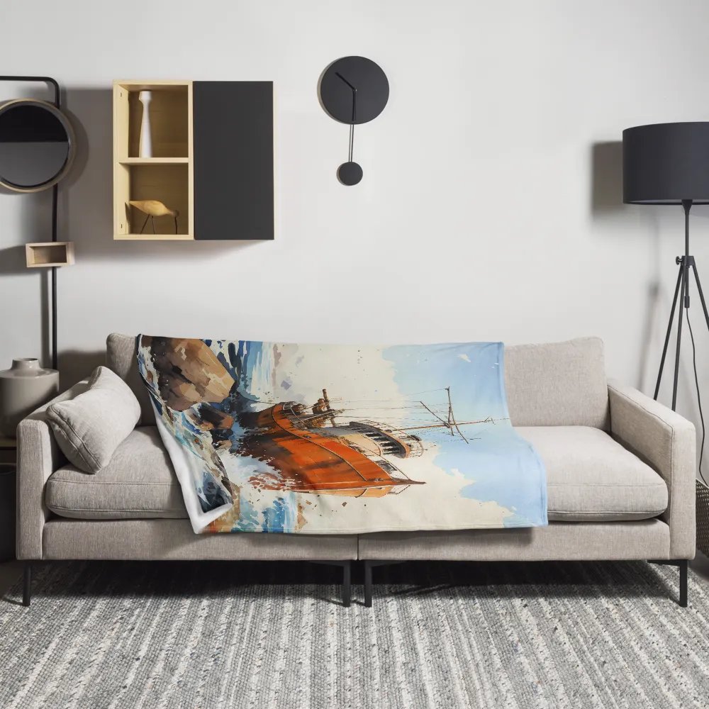 Shipwreck Fishing Boat Throw Blanket product image (3)