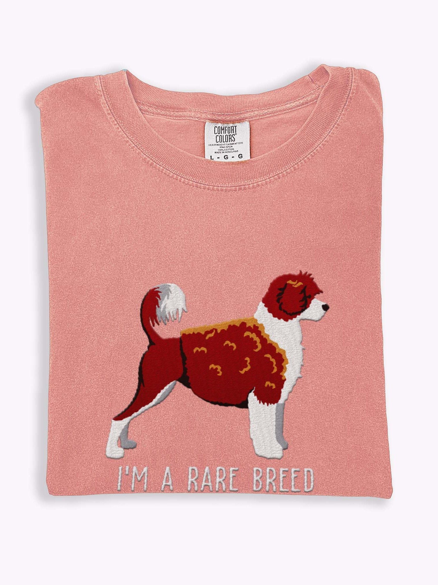 I'm a Rare Breed T-Shirt(Embroidered) of a Portuguese Water Dog(Chocolate & White) product image (1)