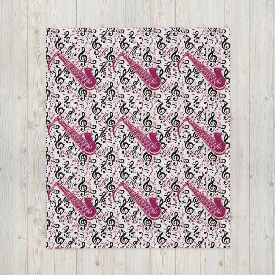 Pink Saxophone Pattern Throw Blanket product image (10)