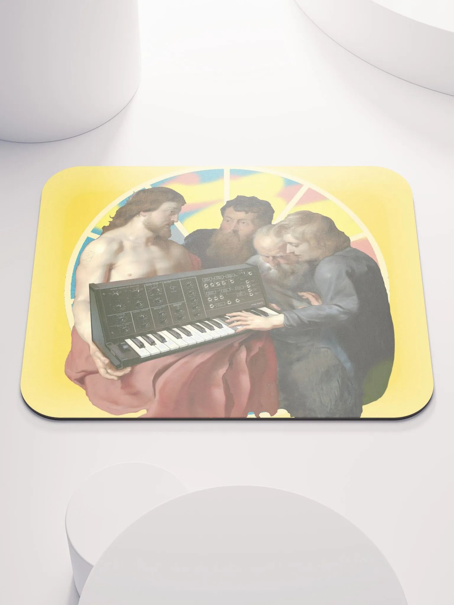 He died for our synths, by Frank Fonik (Korg MS-10), EDM Techno Classic Mouse Pad product image (3)