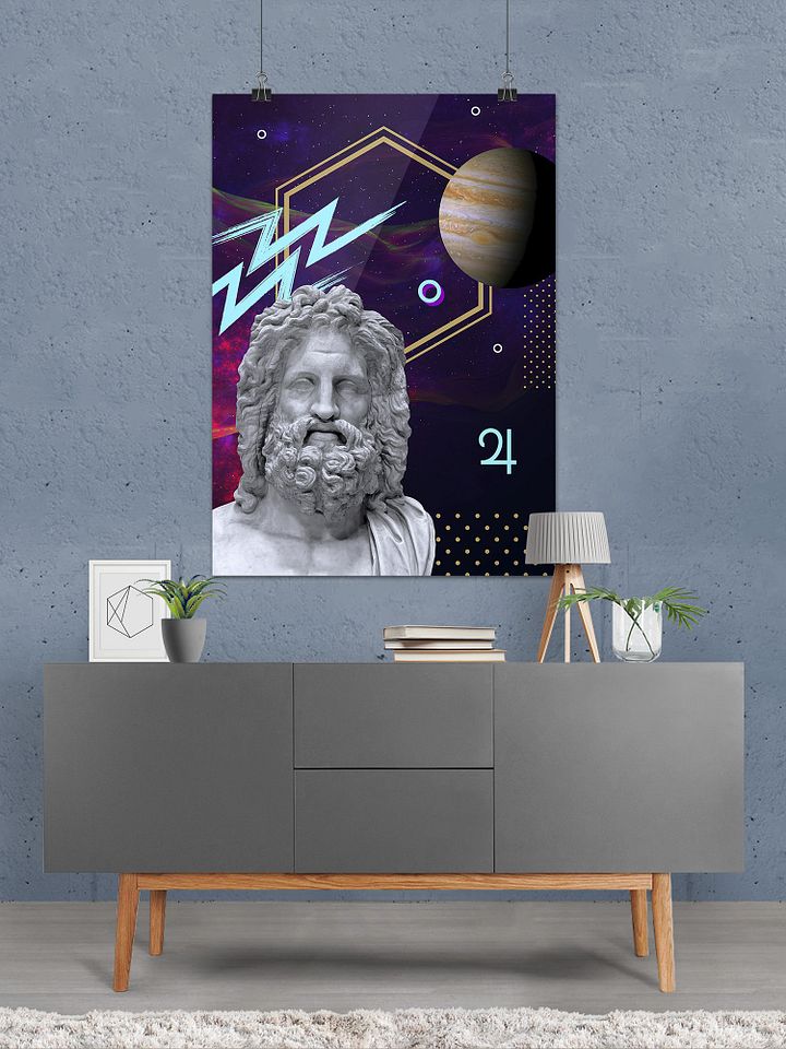Vaporwave poster: Synthwave Gods and Planets - Jupiter (gr. Zeus) [synthwave/vaporwave/retrowave/cyberpunk] — aesthetic poster product image (2)