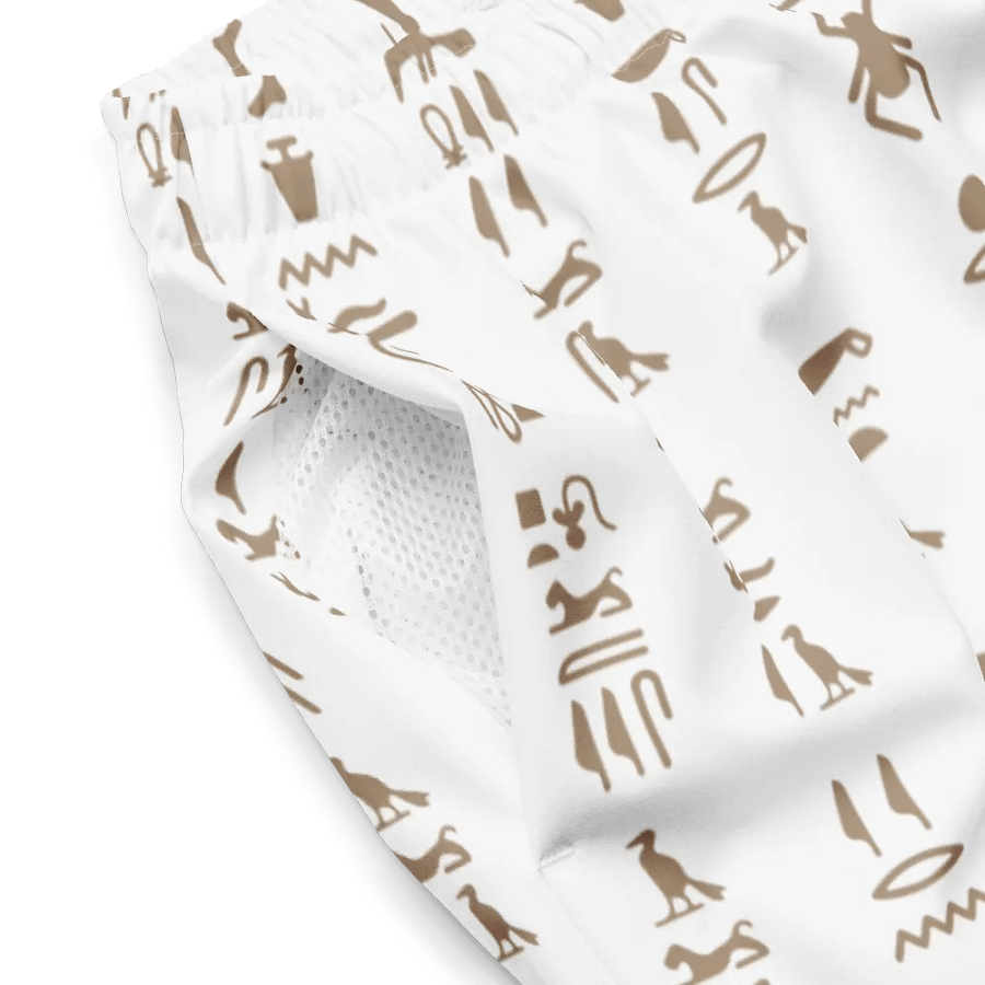 Isis White Hieroglyphs Detail All-Over Swim Trunks product image (4)