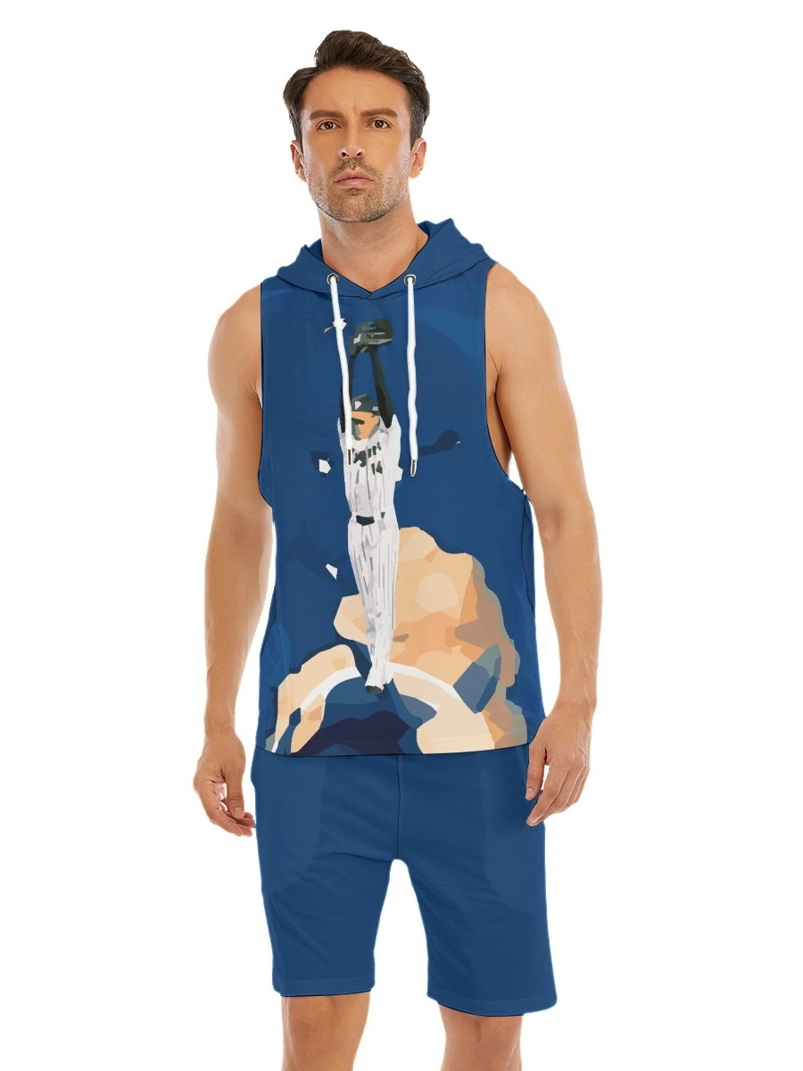 Pitching On top of the World Sleeveless semi stringer hoodie tank And Shorts Sets product image (4)