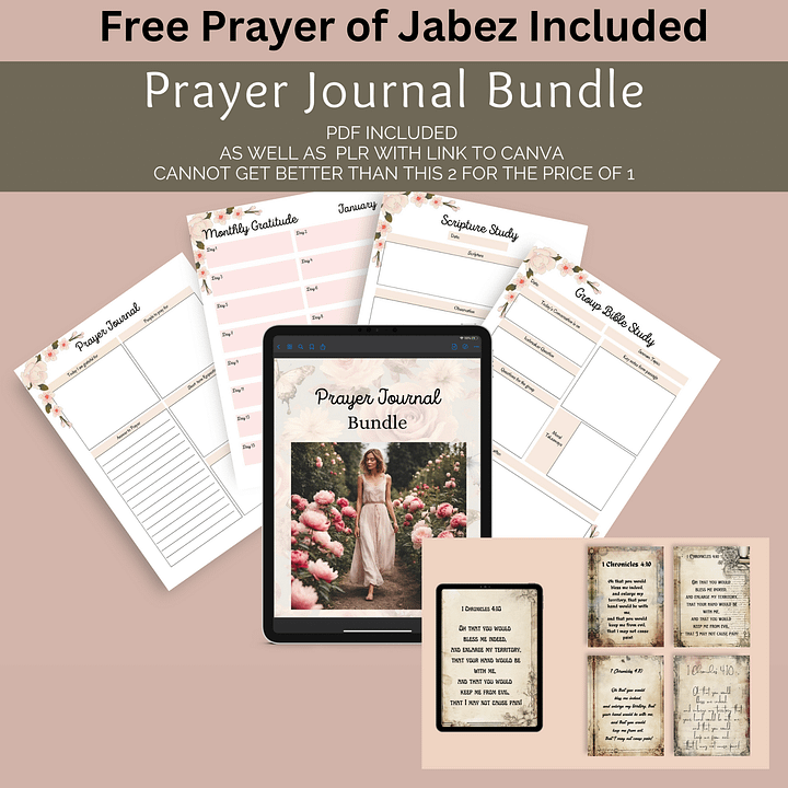 Prayer Journal Bundle with PLR Reselling with Free Prayer of Jabez product image (2)