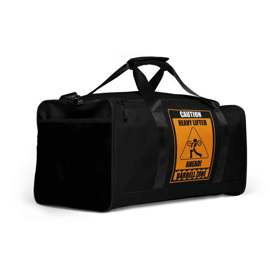 Caution Heavy Lifter Ahead-Barbell Zone Duffle Bag (Black) product image (2)
