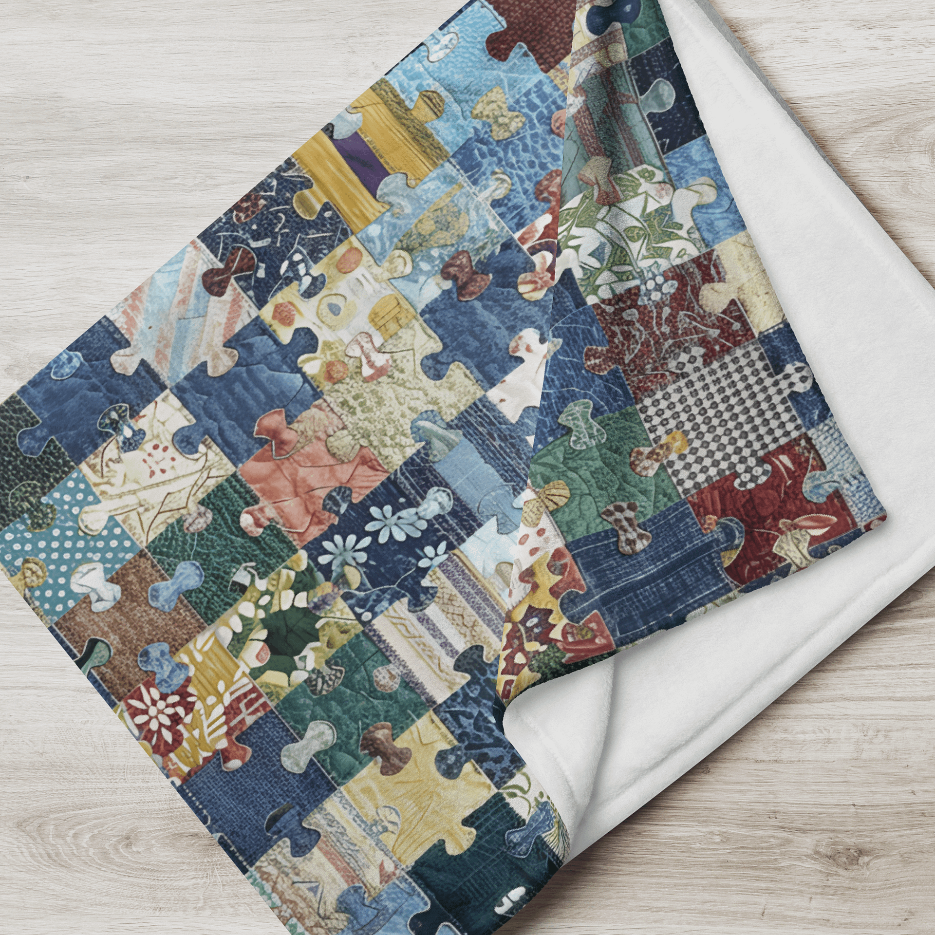 Patchwork Puzzle Throw Blanket – Cozy, Soft Silk-Touch for Puzzle Lovers product image (5)
