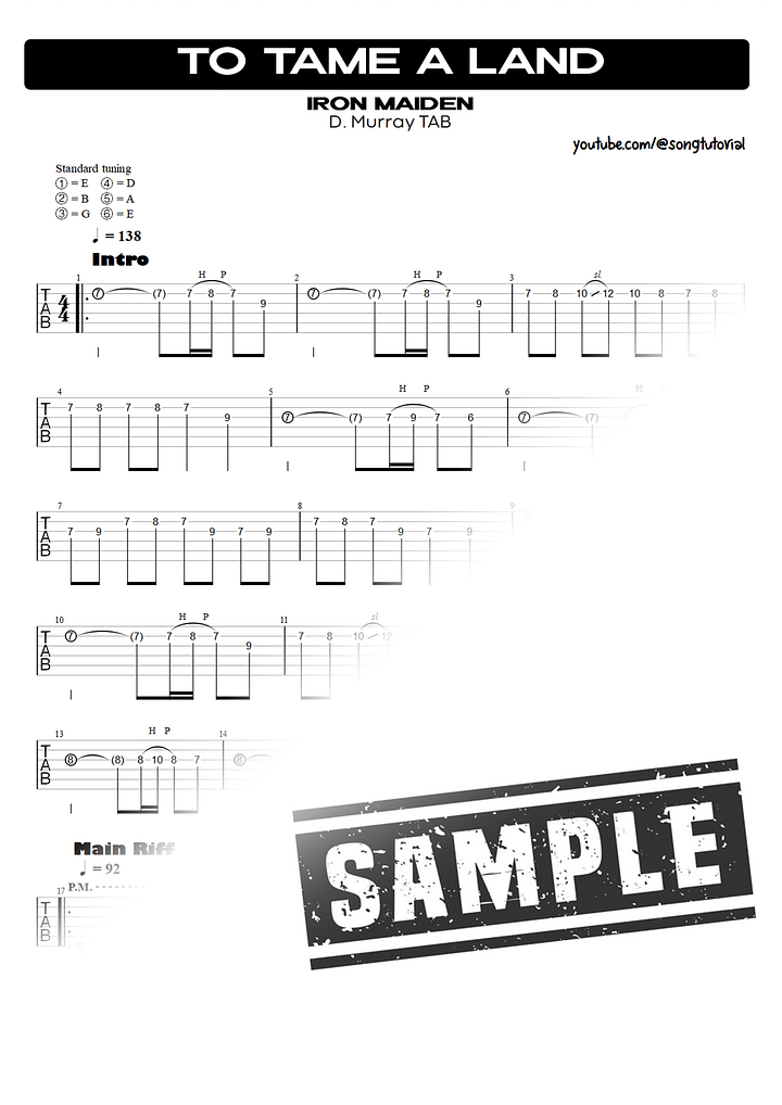 To Tame a Land PDF TAB + Backing Track MP3 product image (2)
