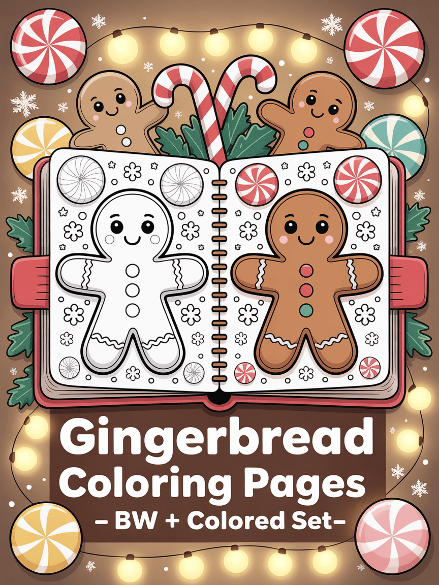 Cute Gingerbread Coloring Pages product image (1)