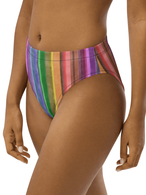 Cool Gouache Striped Eco-Green Bikini Swimsuit Bottoms product image (3)