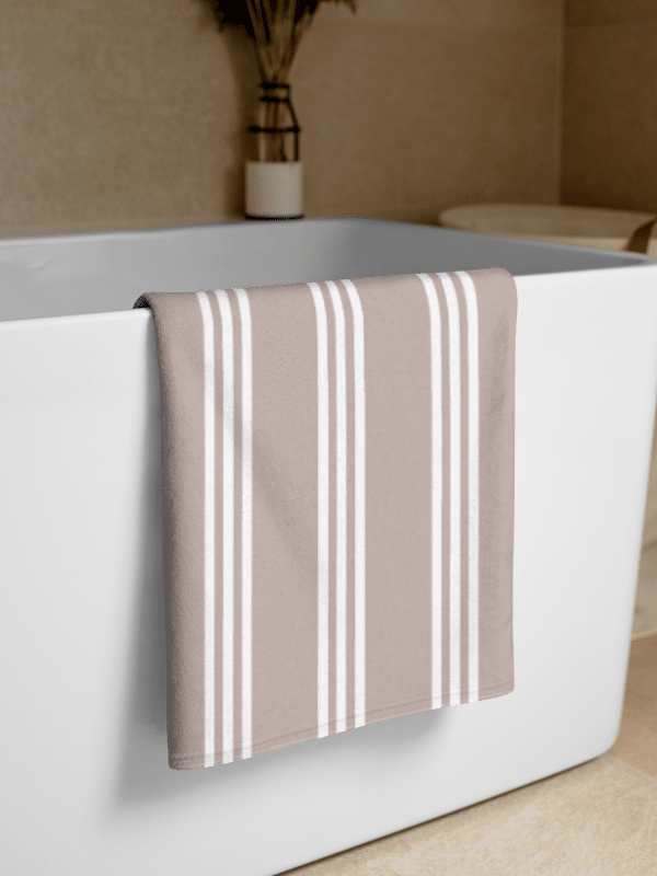 CLASSIC BEIGE WHITE STRIPES TOWEL - Streifen Handtuch Beige Weiss product image (1)