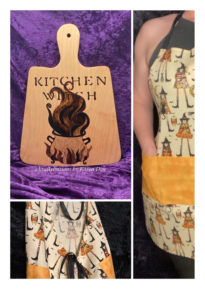 Kitchen Witch Decrative Serving Board and Apron Set product image (1)