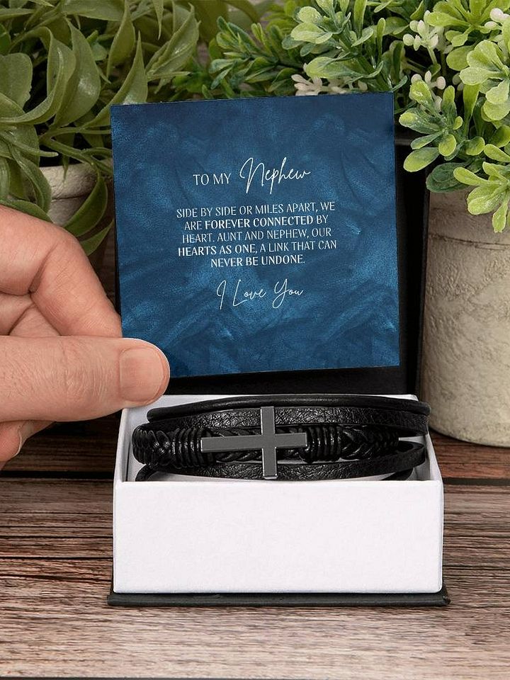 Nephew Cross Bracelet From Aunt - Forever Connected By Heart product image (2)