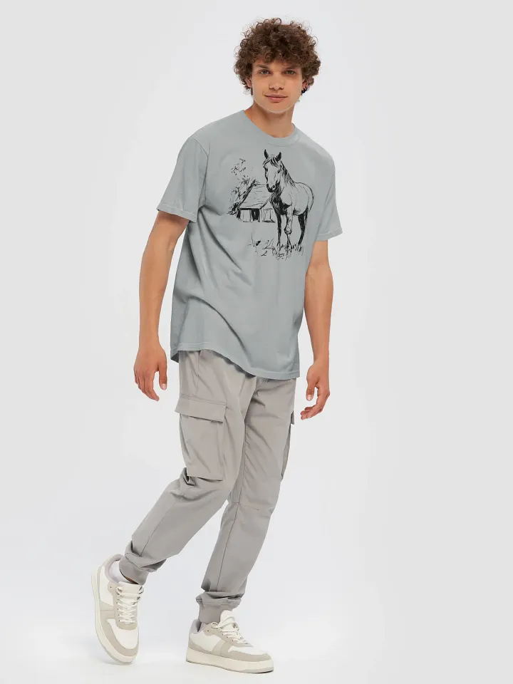 Pasture Morning – Horse & Barn Line Art Tee product image (1)