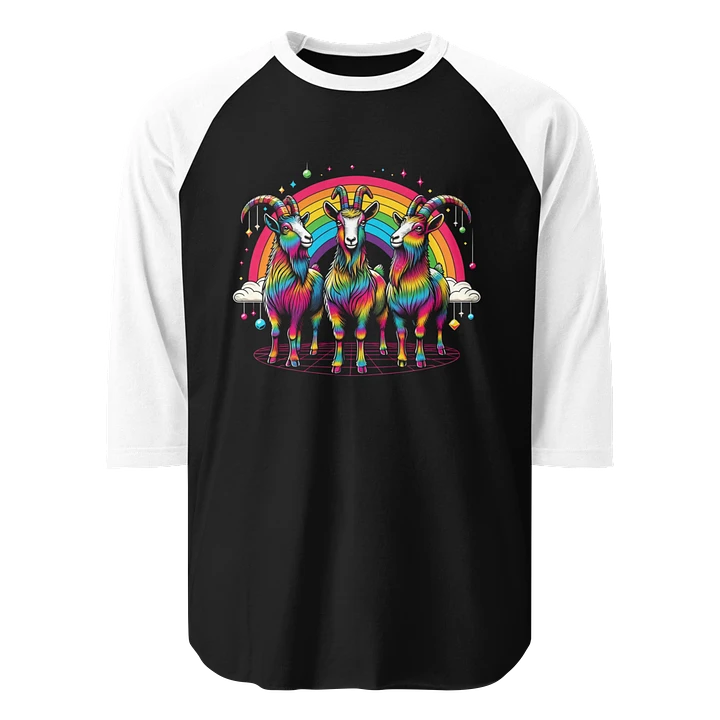 Rainbow Disco Goats Baseball Style Tee - Dark Colors product image (1)
