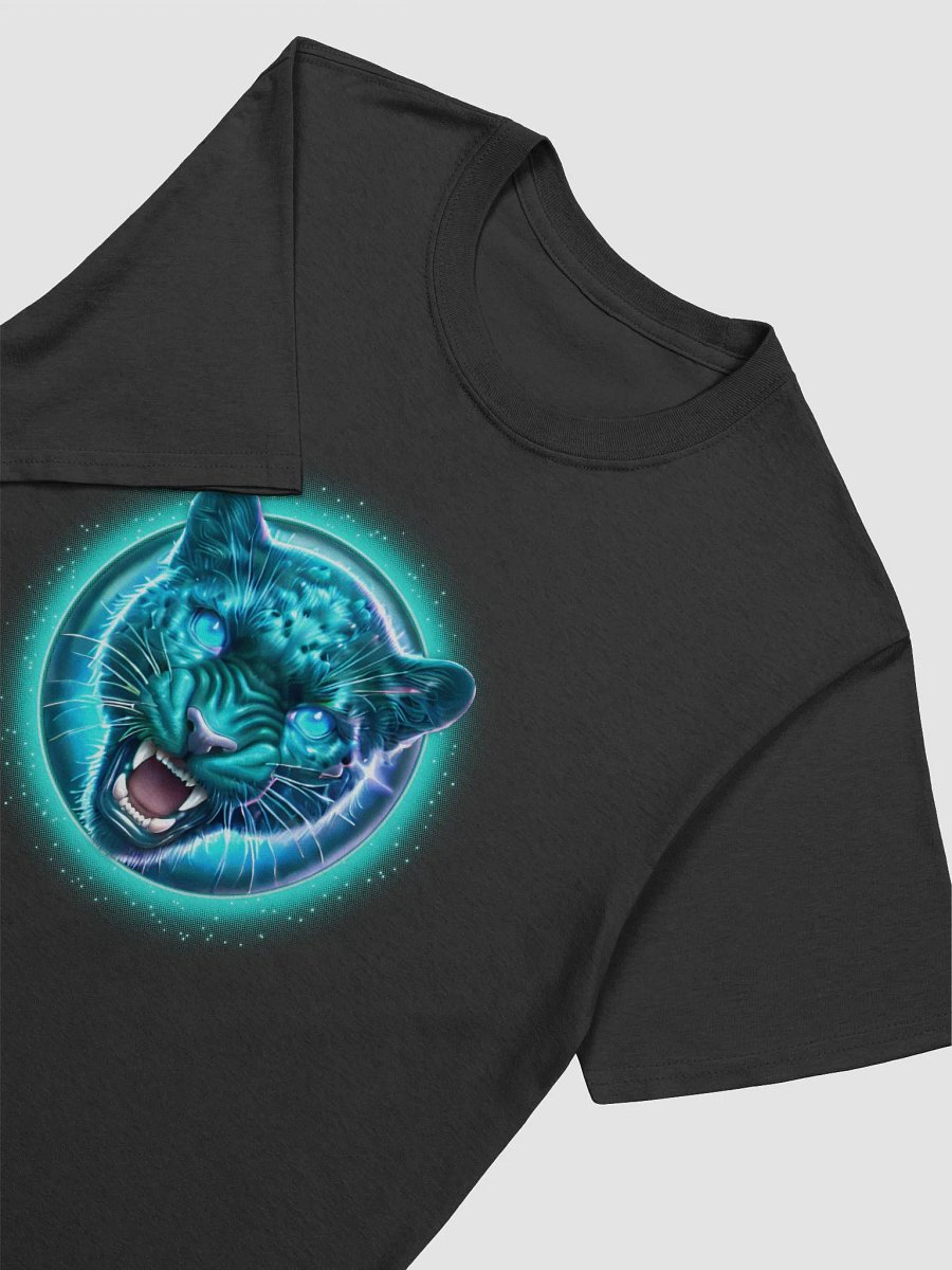 Turquoise Diamond Black Jaguar Badge Design (Unisex Black T-Shirt) product image (3)