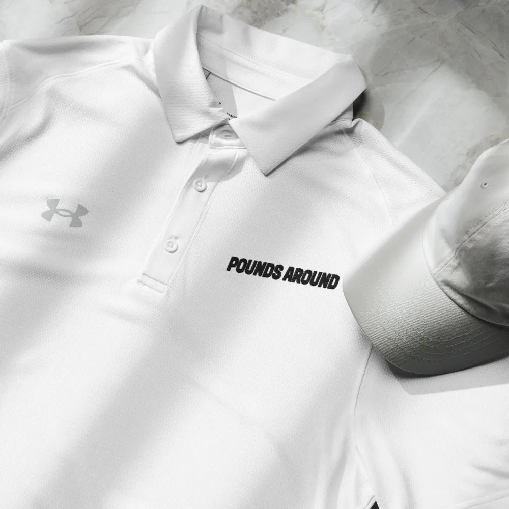 POUNDS AROUND WHITE AND BLACK UNDER ARMOUR POLO SHIRT product image (5)