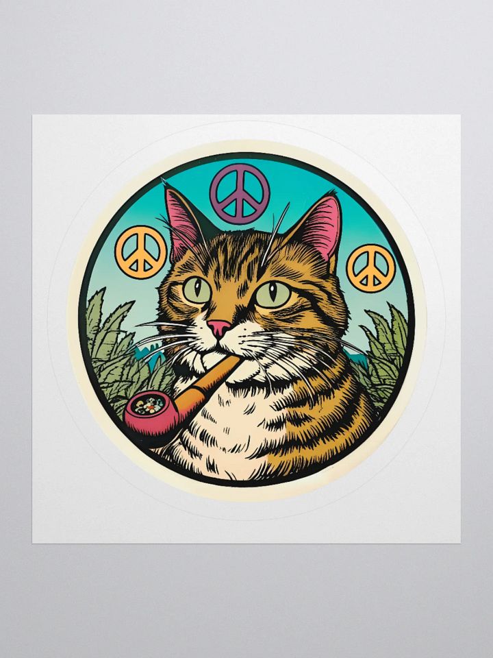 Psychedelic Cat Peace Sticker product image (1)