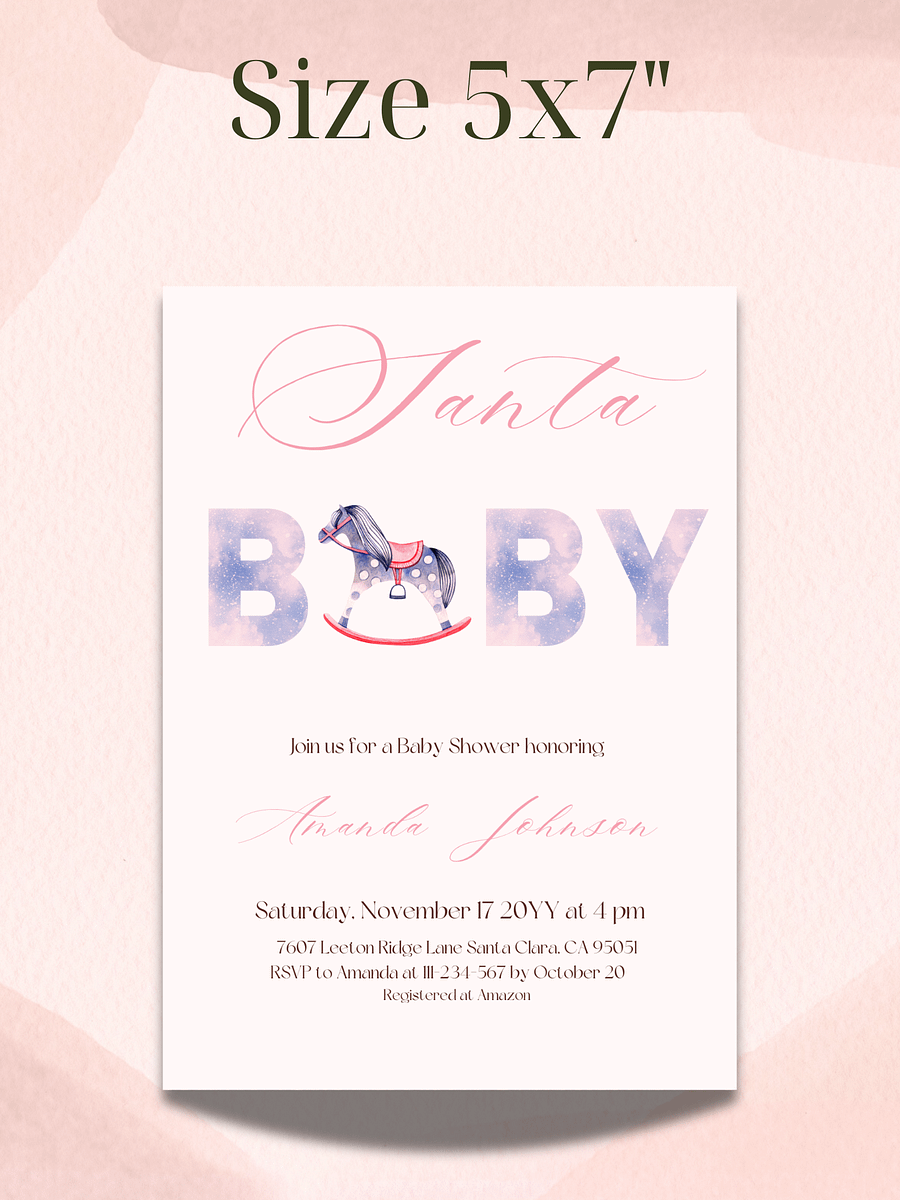 Santa Baby Shower Invitation for Christmas Toy Themed Party, Digital Download Winter Girl Baby Shower Invite, Canva Template product image (2)
