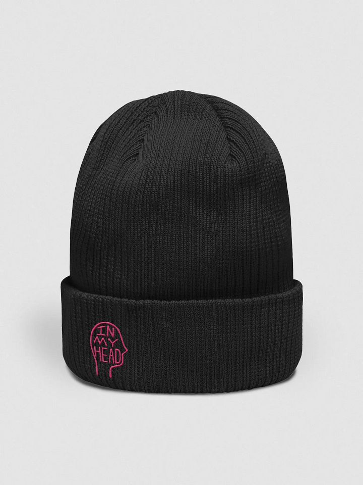 In My Head (pink) embroidered organic beanie product image (5)