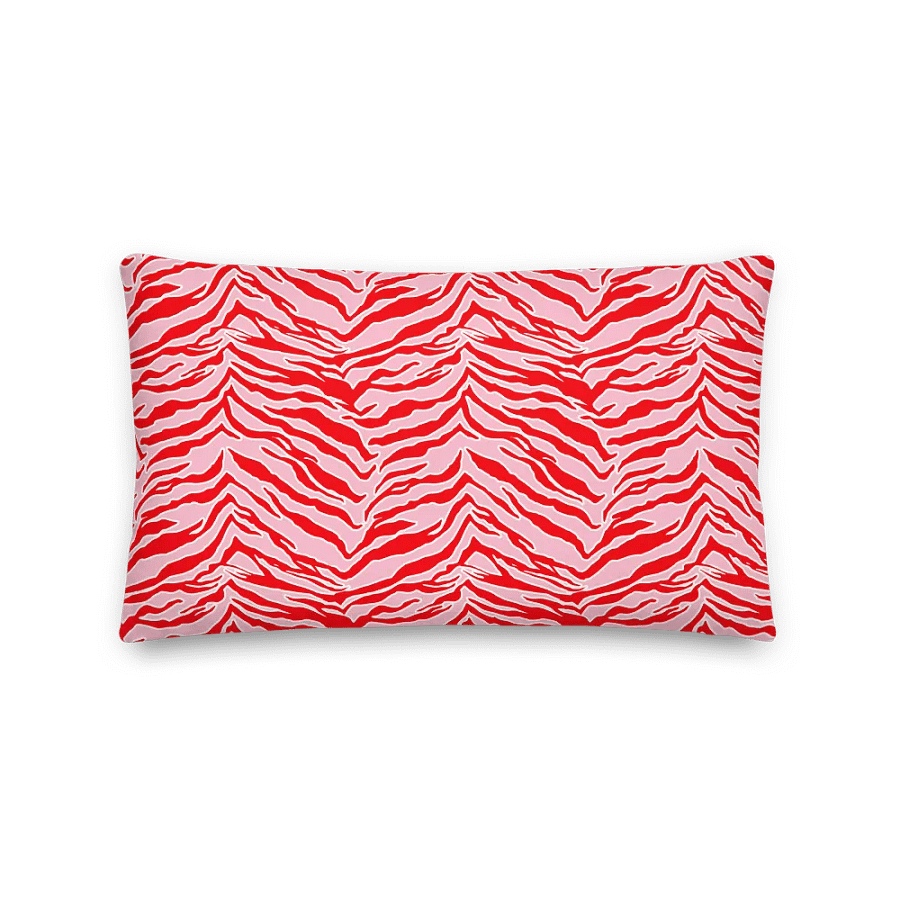 Tiger Print Red and Pink Throw Pillow product image (1)
