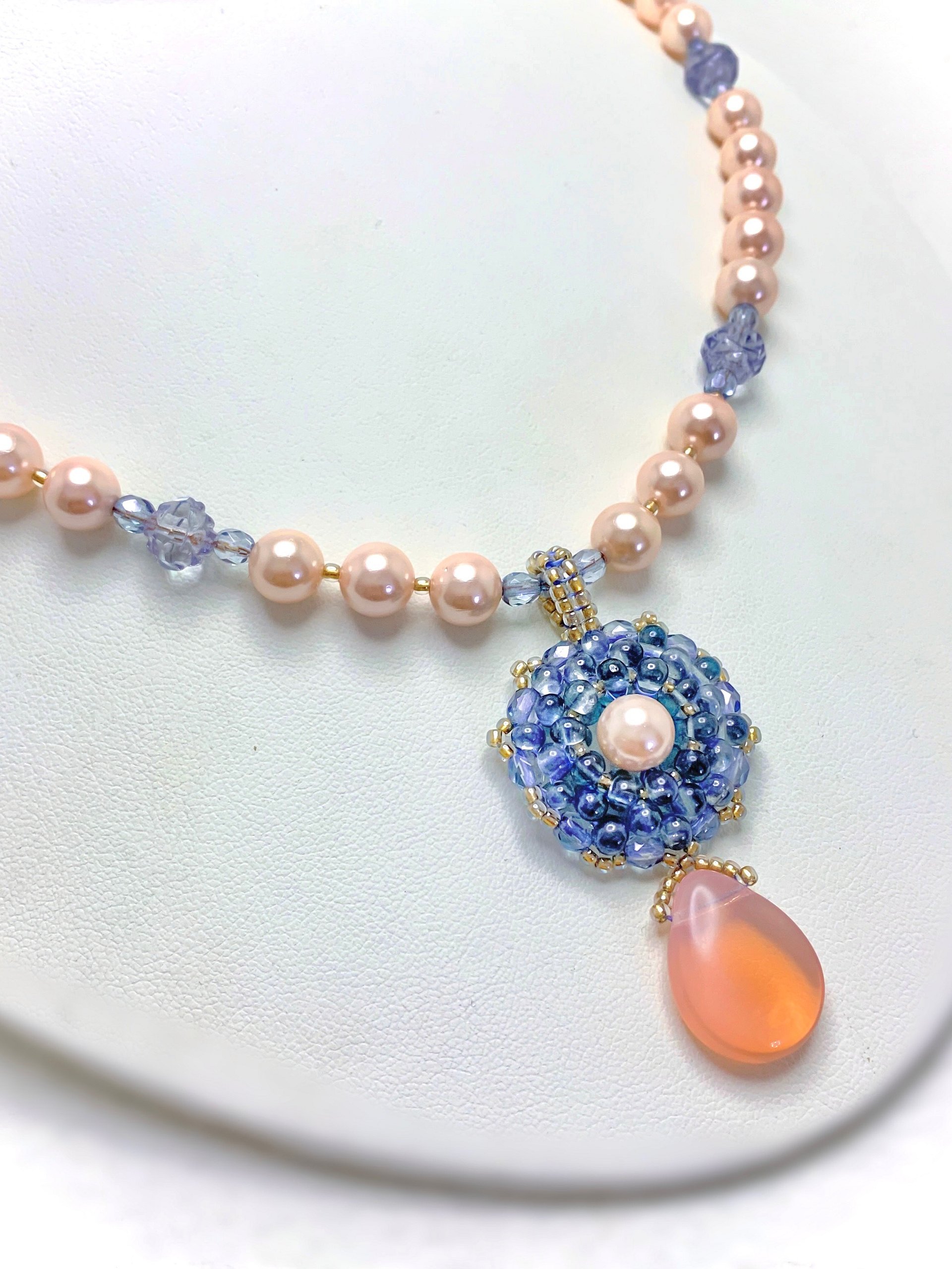 Majesty Beaded Necklace and Earrings Set - Blue, Pink product image (5)