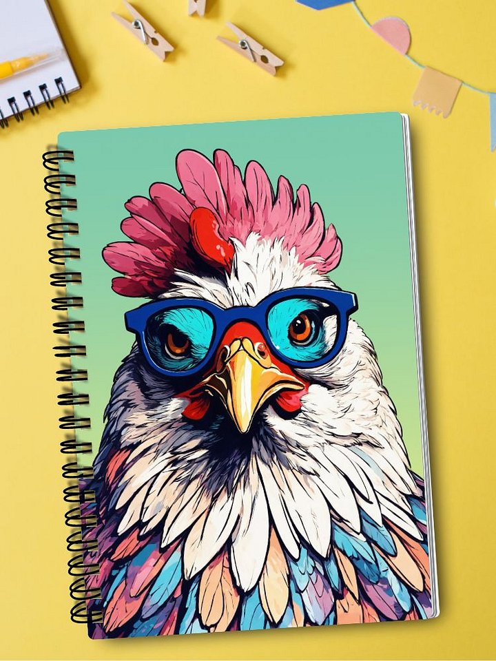 Colorful Chicken with Glasses Spiral Notebook product image (1)