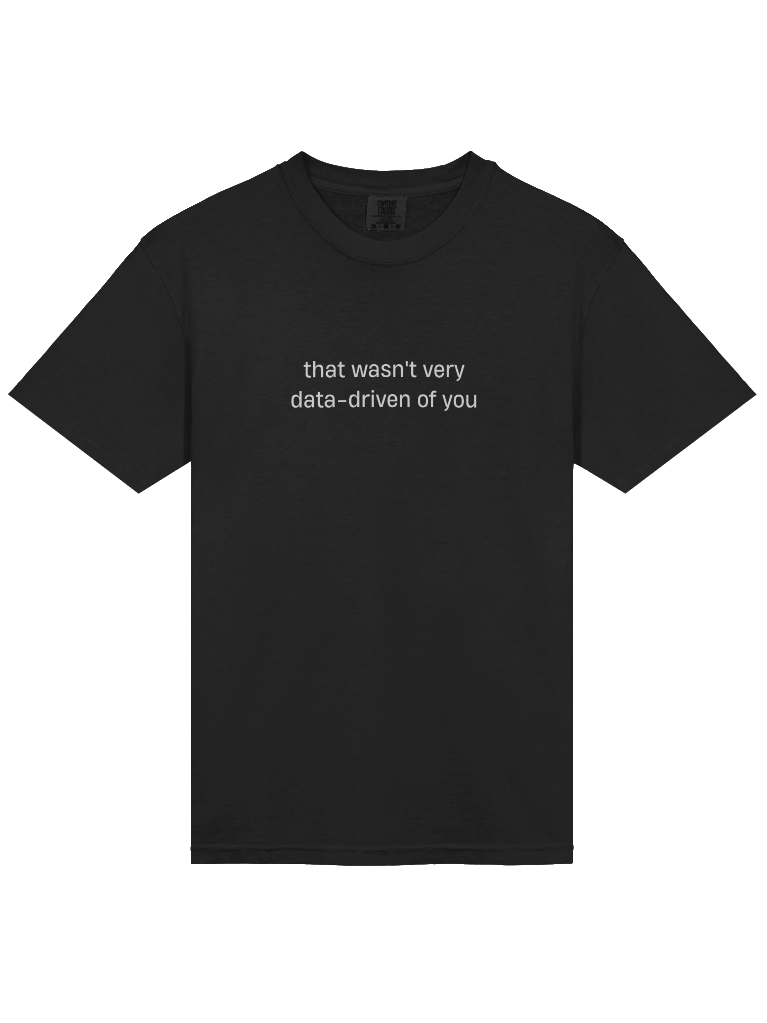 T-shirt “that wasn't very data-driven of you” - white typo print product image (9)