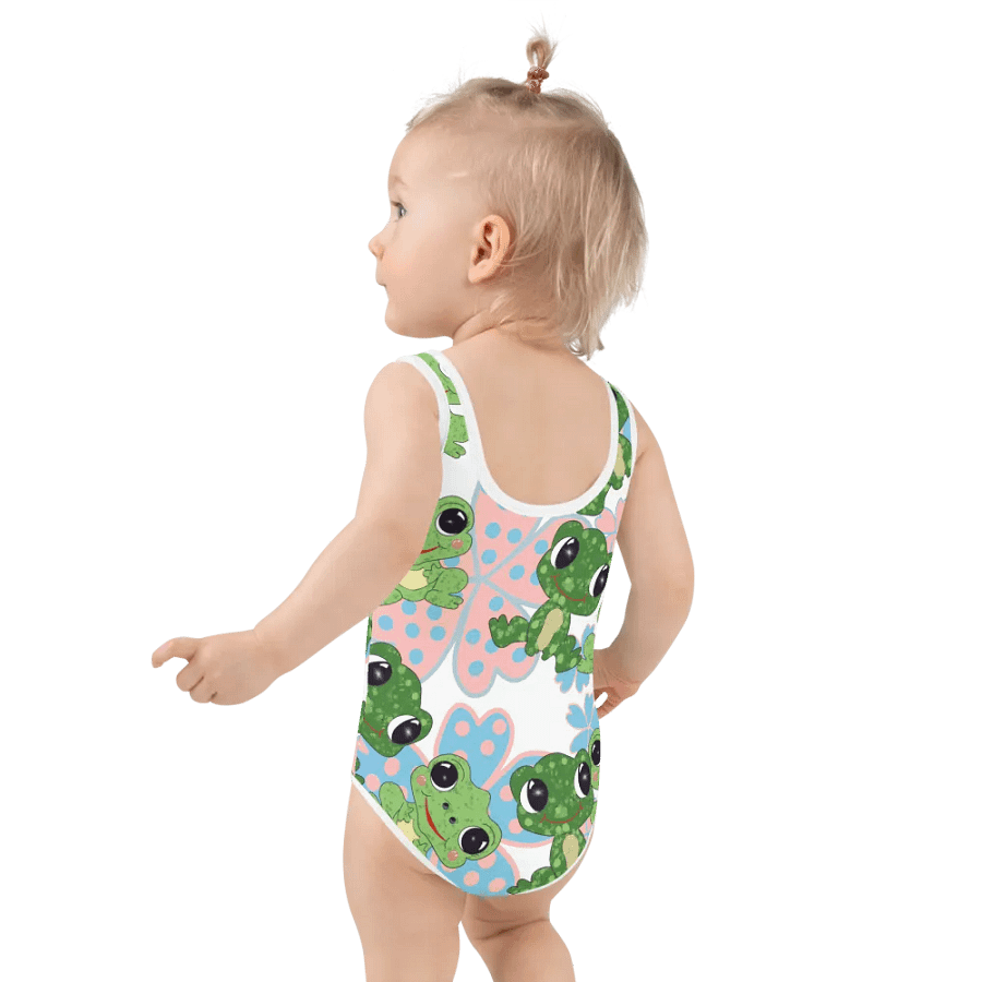 Whimsical Frogs and Flowers Kids Swimsuit product image (3)