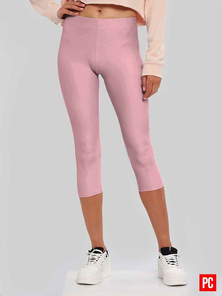Plain Color Pink Capri Leggings product image (1)